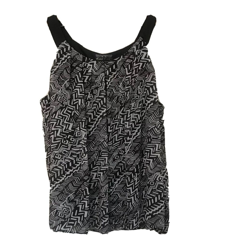 Aldo Trevi Black Top Women’s Size XL Sleeveless Geometric pattern Lined Tunic